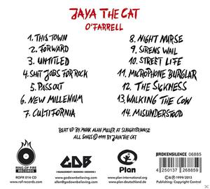 CD-Cover mit einer Liste von Songtiteln. Der Text ist schwarz auf weiß.