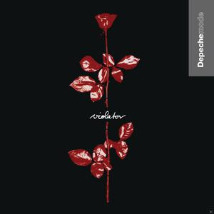 Albumcover mit einer roten Rose mit Dornen. Das Wort 'Violator' ist in Weiß geschrieben.