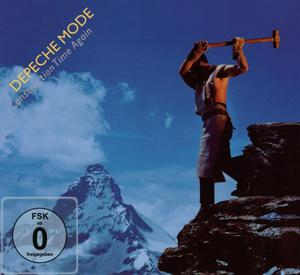 Albumcover für 'Depeche Mode - Construction Time Again'. Ein Mann mit Hammer auf einem Berg.