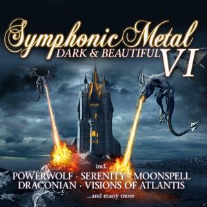 Albumcover, dunkler Hintergrund, Symphonic Metal, VI, mit Drachen- und Schlossillustration.
