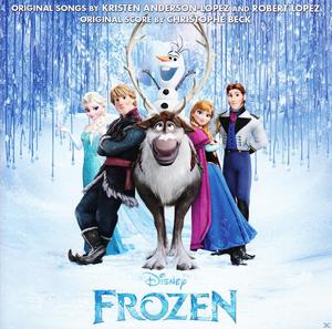Frozen Soundtrack Cover. Charaktere aus dem Film vor verschneitem Hintergrund.