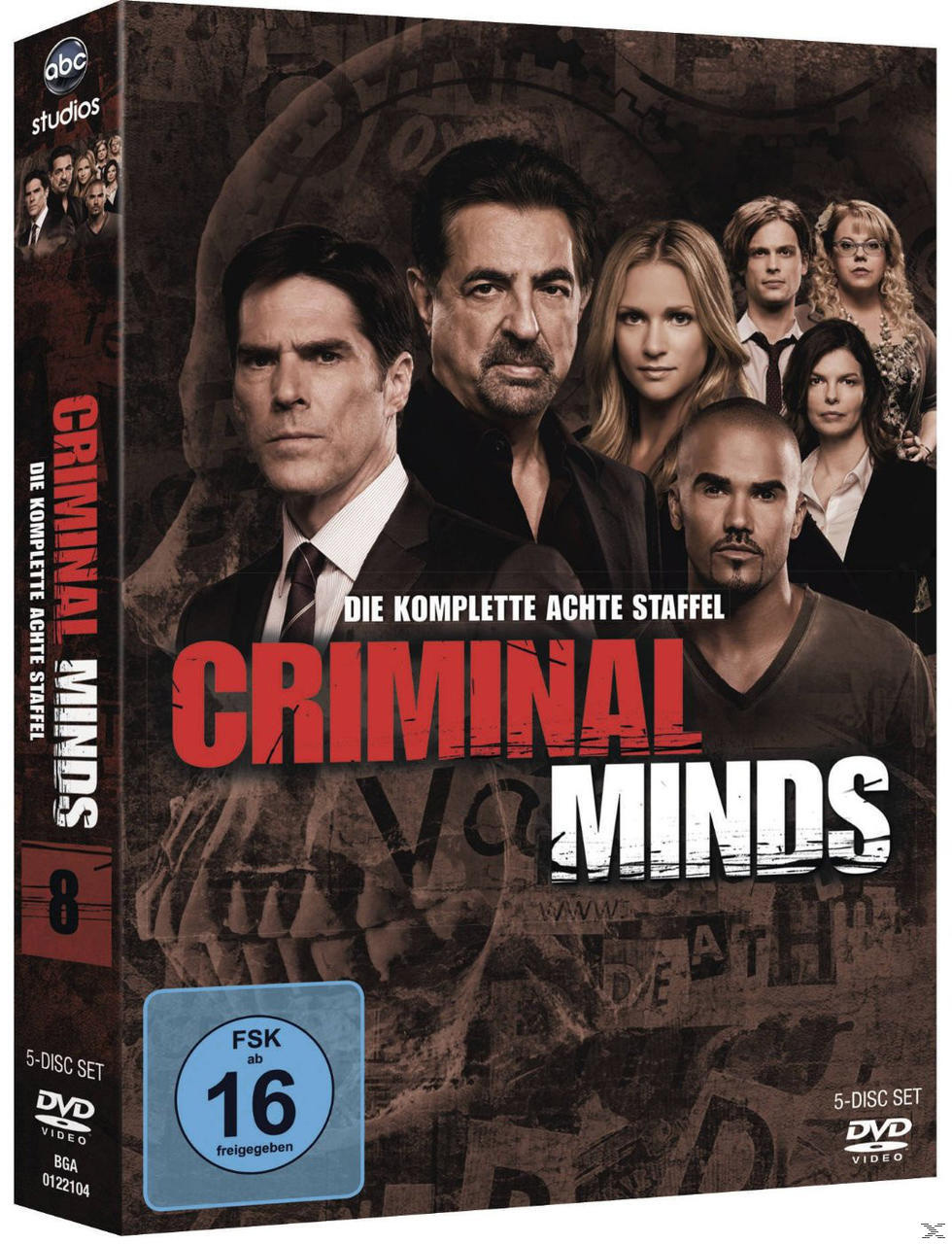 Criminal Minds DVD-Box-Set. Foto der Besetzung mit dunklem Hintergrund. Titel und Staffelnr. sind deutlich angezeigt.