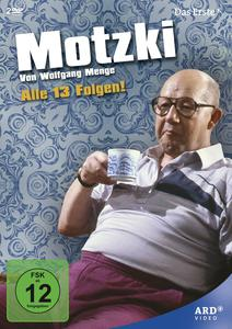 Mann mit Tasse, Brille und Kragenhemd, mit Text 'Motzki' auf DVD-Hülle.