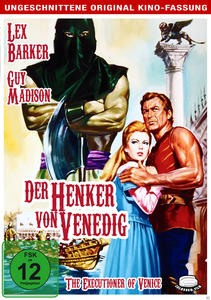 Filmposter für "Der Henker von Venedig" mit Schauspielern und einer Kapuzenfigur.