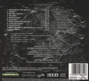 CD-Rückseite, schwarzer Hintergrund mit Titelliste und Credits.