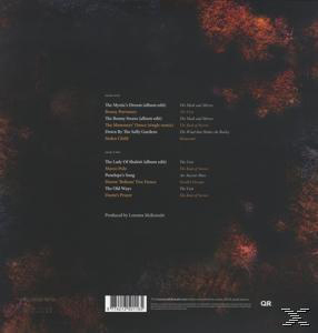 Album-Rückseite mit Text über Songs und Credits. Dunkler Hintergrund.
