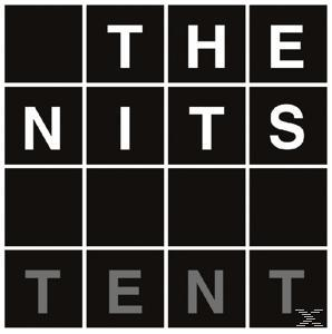 Schwarze Quadrate mit weißen Buchstaben, die "THE NITS TENT" ergeben.