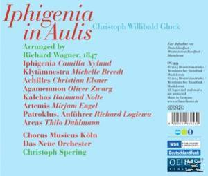 CD-Cover mit Text: Iphigenia in Aulis, arrangiert von Wagner. Hellblauer Hintergrund.