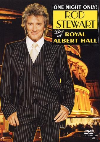 Rod Stewart in gestreiftem Anzug, vor der Royal Albert Hall, DVD-Cover.