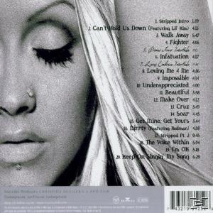 Christina Aguilera Albumcover. Gesicht in Schwarzweiß. Songliste auf der rechten Seite.