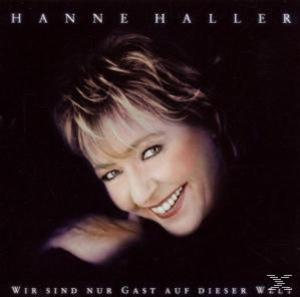 Albumcover von Hanne Haller. Eine lächelnde Frau in dunkler Umgebung. Text 'Wir sind nur Gast auf dieser Welt'.