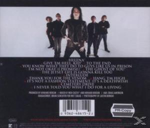 CD-Rückseite mit Bandmitgliedern und einer Liste der Songtitel.