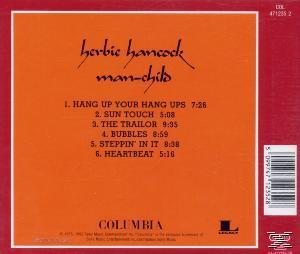 Orange CD-Hülle, schwarzer Text, Herbie Hancock und Man-Child. Tracks aufgelistet.