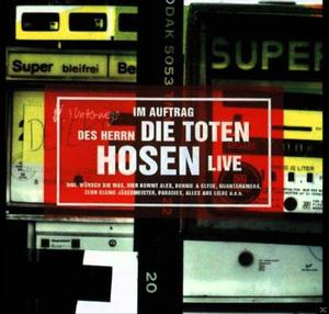 Albumcover: Die Toten Hosen Live, roter und weißer Text auf dunklem Hintergrund.