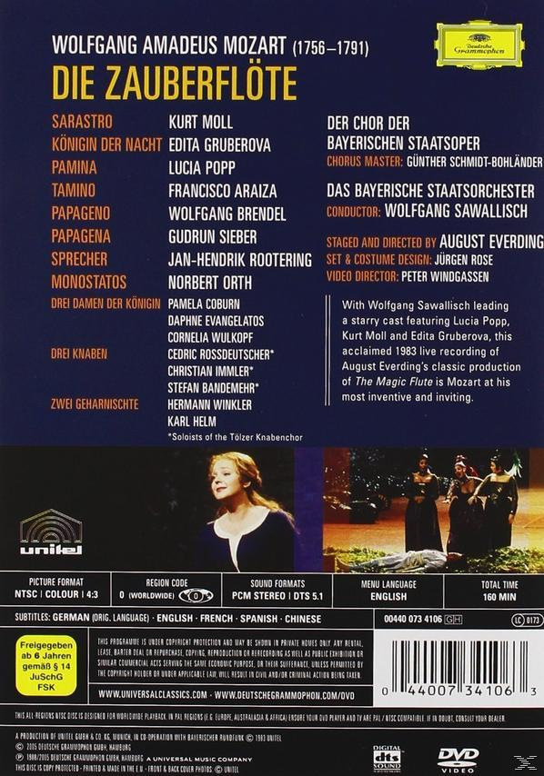 DVD-Cover. Text: Die Zauberflöte. Namen der Darsteller und Produktionsdetails sind aufgeführt.