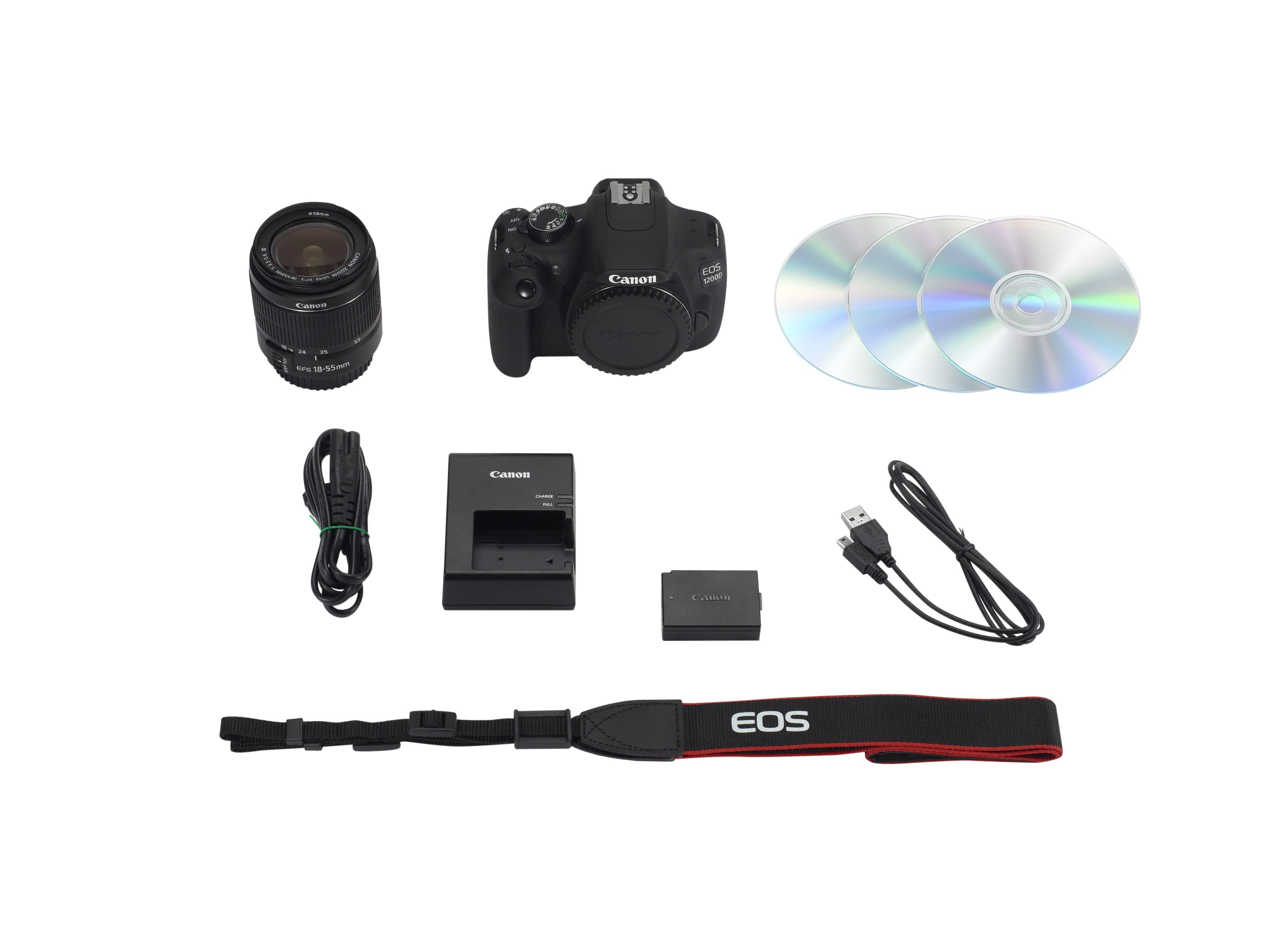 CANON EOS 1200D Spiegelreflexkamera, 18 Megapixel, 18-55 mm Objektiv, Schwarz