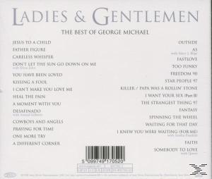 CD-Cover. Text: Ladies & Gentlemen, The Best of George Michael. Trackliste auf der linken Seite.