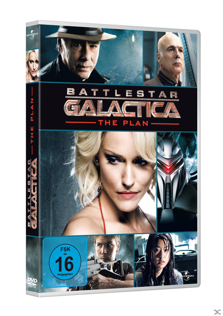Battlestar Galactica DVD-Cover mit Schauspielern, Titel und FSK 16-Rating, ein Science-Fiction-Thema.