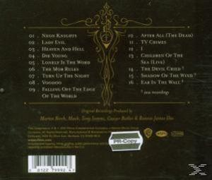 CD-Cover: Rückseite der CD. Titelliste. Goldener und dunkler Hintergrund mit Design.