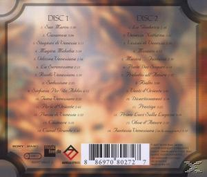 CD-Rückseite mit Titelliste auf Italienisch. Der Hintergrund ist unscharf.