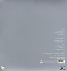 Albumrückseite, hellgrau mit Songtiteln und einem Logo.