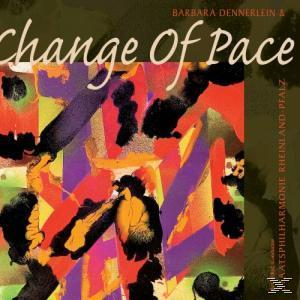 Albumcover für 'Change of Pace' von Barbara Dennerlein, mit abstrakter Kunst in leuchtenden Farben.