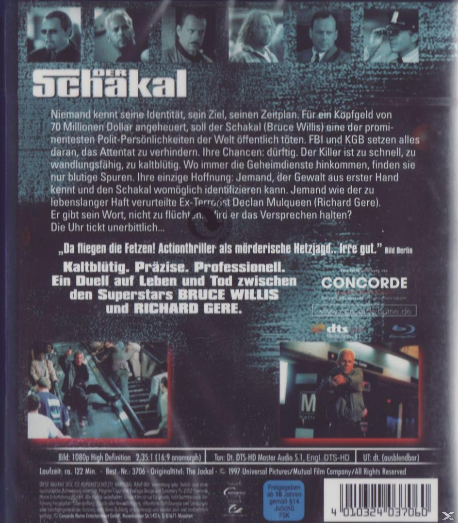 DVD-Cover für den Film 'Der Schakal' mit Bruce Willis und Richard Gere.