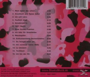 Albumcover mit rosa Tarnhintergrund und einer Liste von Songs im Hintergrund.