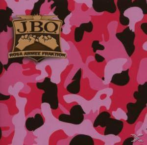 Albumcover. Das Bild ist ein rosa-schwarzes Tarnmuster mit dem J.B.O.-Logo.
