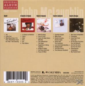 Albumcover mit mehreren kleinen Albumcovern darauf. John McLaughlin ist der Künstler. Original Album Classics.