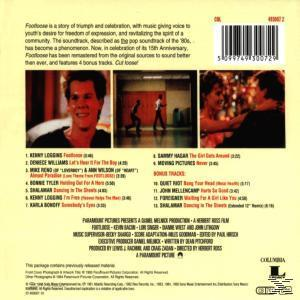 CD-Cover: Fotos von Leuten. Text über einen Filmsoundtrack. 'Footloose'.