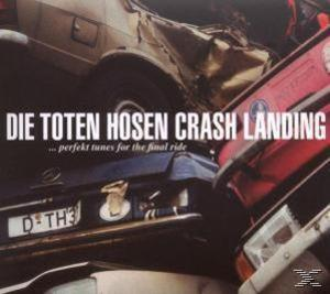 Albumcover zeigt gecrashte Autos mit dem Titel 'Die Toten Hosen Crash Landing'. Dunkel und dynamisch.