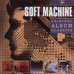 Albumcover von Soft Machine mit einem Schwarz-Weiß-Profil einer Person.