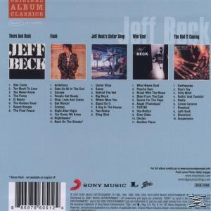 Rückseite des Jeff Beck Albums mit Songtiteln. Enthält kleinere Bilder früherer Alben.