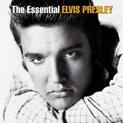 Schwarz-Weiß-Bild von Elvis Presley. Text: The Essential Elvis Presley.