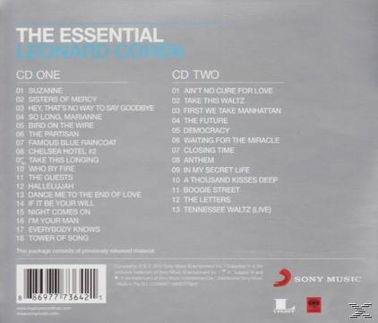 Rückseite des Leonard Cohen Albums. Titellisten, CD Eins und CD Zwei. Sony Music Logo.