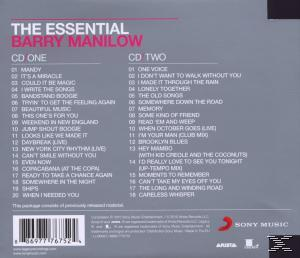 Albumcover für 'The Essential Barry Manilow'. Enthält Titellisten für zwei CDs.