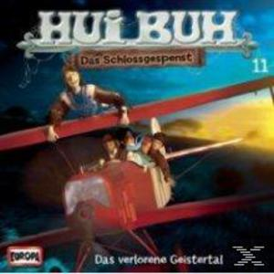 Hui Buh DVD-Cover. Ein Flugzeug mit Zeichentrickfiguren darauf, rot und weiß.