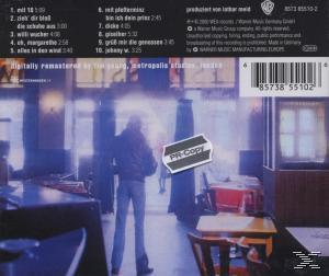 Album-Rückseite: Mann an einer Bar, Trackliste und Albumdetails. Vintage-Stil.