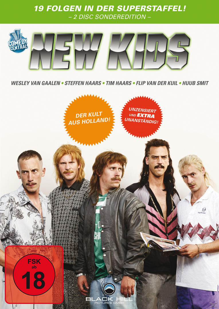 DVD-Cover von New Kids, mit fünf Männern. Das Cover hat Text auf Deutsch.