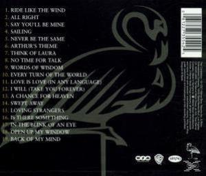 Rückseite eines CD-Covers mit Titelliste und Schwan-Illustration.