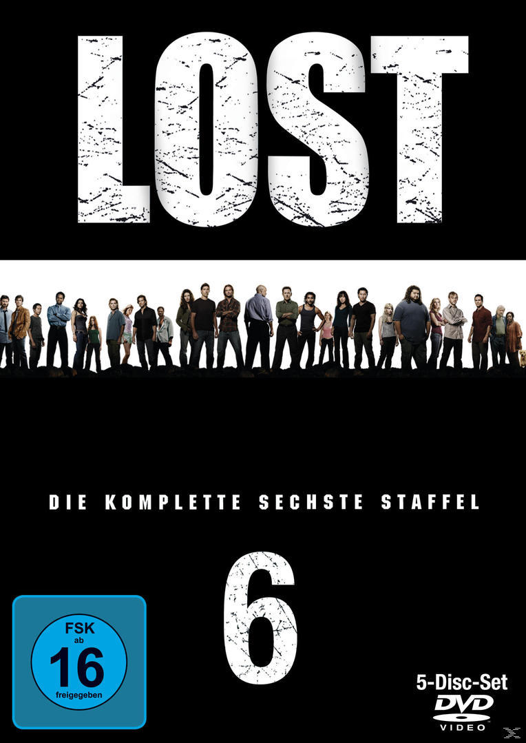 DVD-Hülle der Serie Lost. Es zeigt eine Gruppe von Schauspielern im Vordergrund.