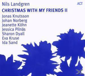 Albumcover von 'Christmas with My Friends II' mit blauem Blumendesign und Namensliste.