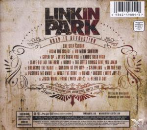 Albumcover mit einer Trackliste auf strukturiertem Hintergrund, mit dem Bandnamen „Linkin Park“.