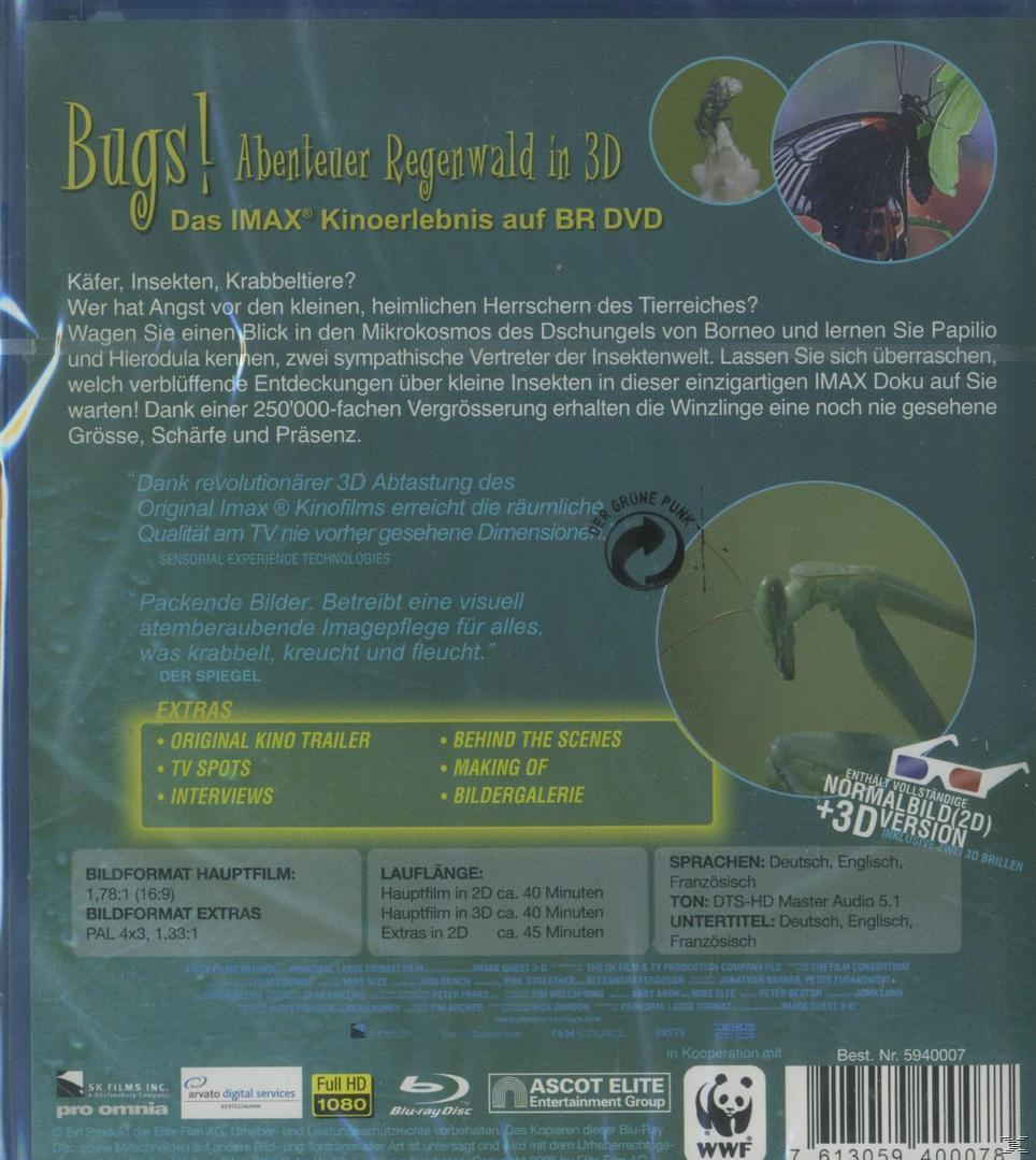 Rückseite einer 3D-Film-DVD-Hülle mit Insekten und Text.