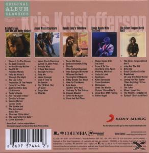 Rückseite des Albumcovers von Kris Kristofferson mit Songtiteln und kleinen Bildern des Künstlers.