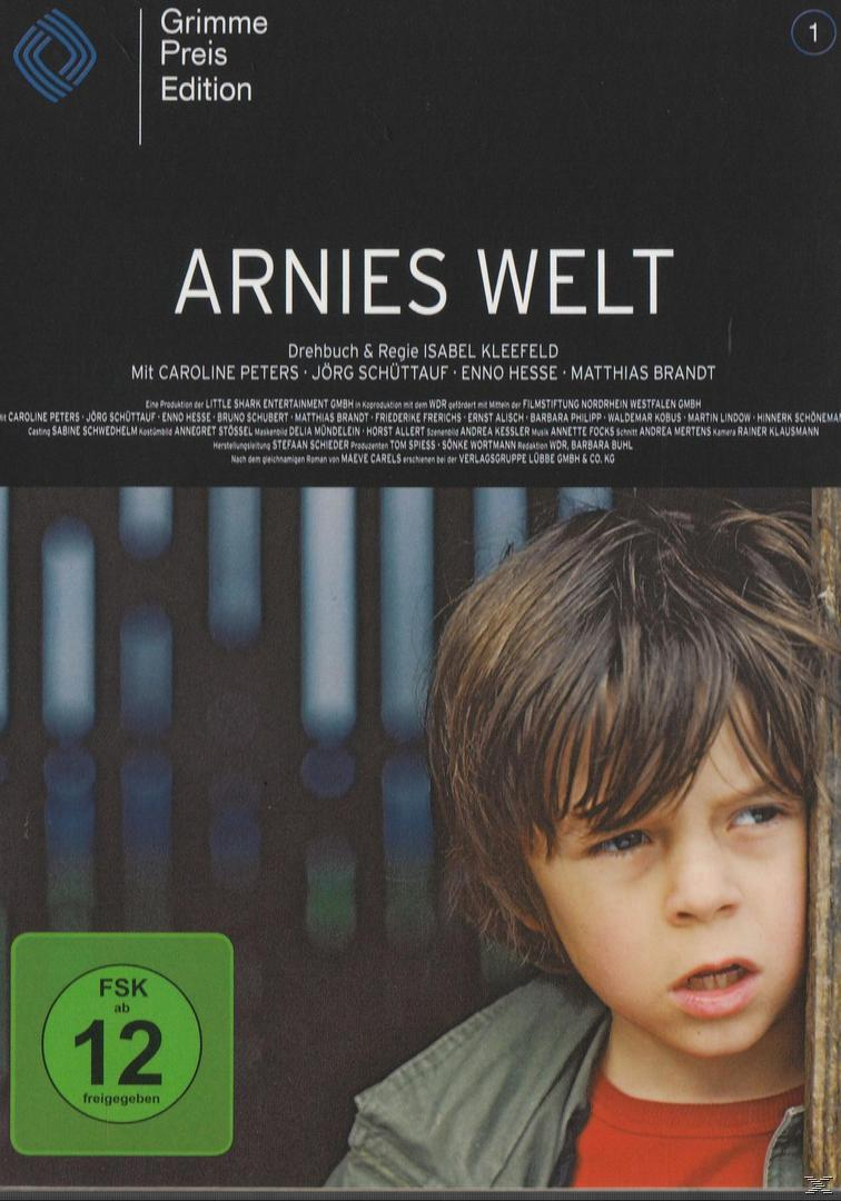 DVD-Cover von 'Arnies Welt'. Das Gesicht eines jungen Mannes. Titel und Text. Grüner Kreis mit einer Nummer.