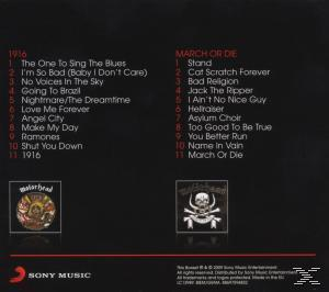 CD-Cover mit Songtiteln, Bandlogos und rotem und schwarzem Farbschema.