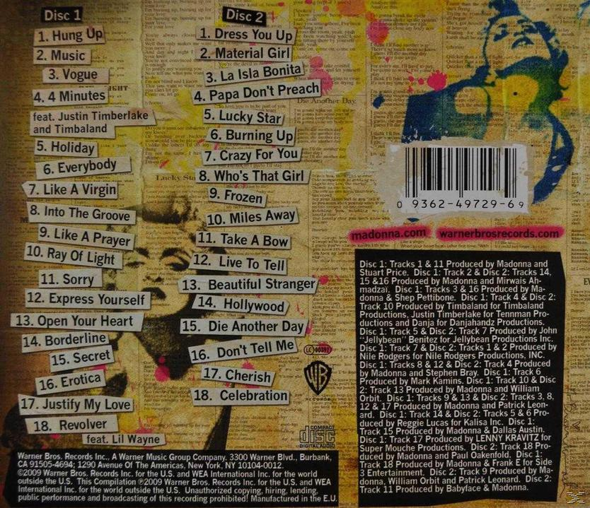 CD-Cover mit Titelliste, Credits und einer Collage aus Text und Bildern.