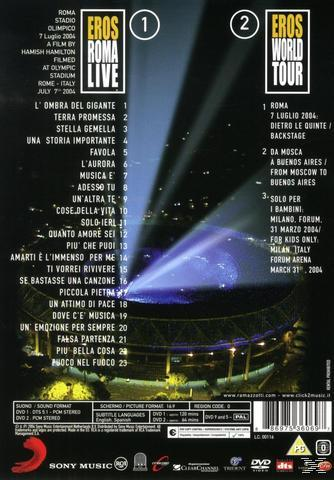 DVD borító egy stadion éjszakai képével és a dalok listájával.